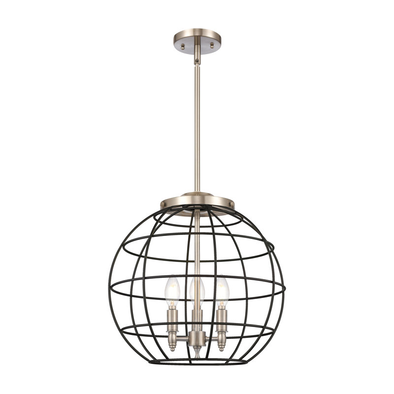 Luminaire suspendu sur tige 3 lumières Lake Placid, H 48,75 po x l 16 po x P 16 po, Satin Nickel