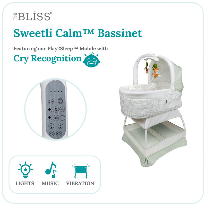 Bassinet with Bedding with Mattress, Wheat Melange