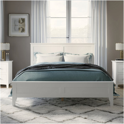 Modern White Wood Full Platform Bed