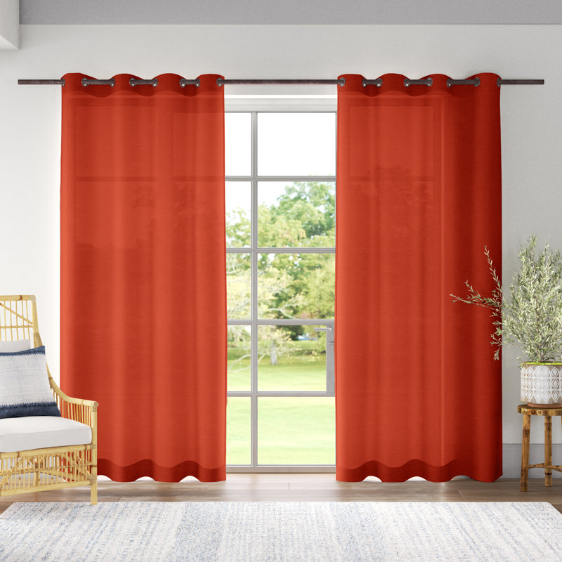 Breanna Semi Sheer Curtain Pair, 54" W x 96" L, Blush