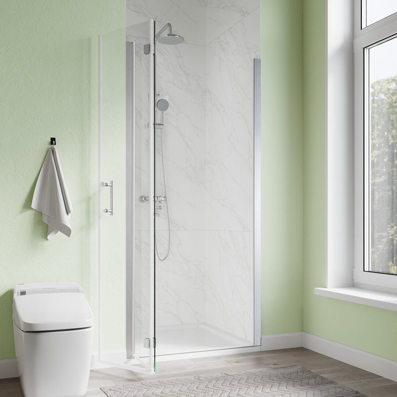 BFH 30"W*72"H  Bifold Frameless Shower Door,6mm Clear Tempered Glass, 180° Folding Hinge, Brushed Nickel