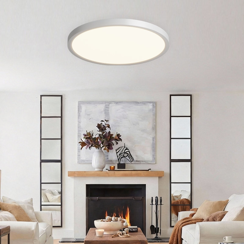 6Pk 12 Inch Round Led Flush Mount Ceiling Light, 5 Cct Dimmable 24W Close To Ceiling Light Fixture Fixture For Living Room Bedroom Kitchen (Set Of 6)