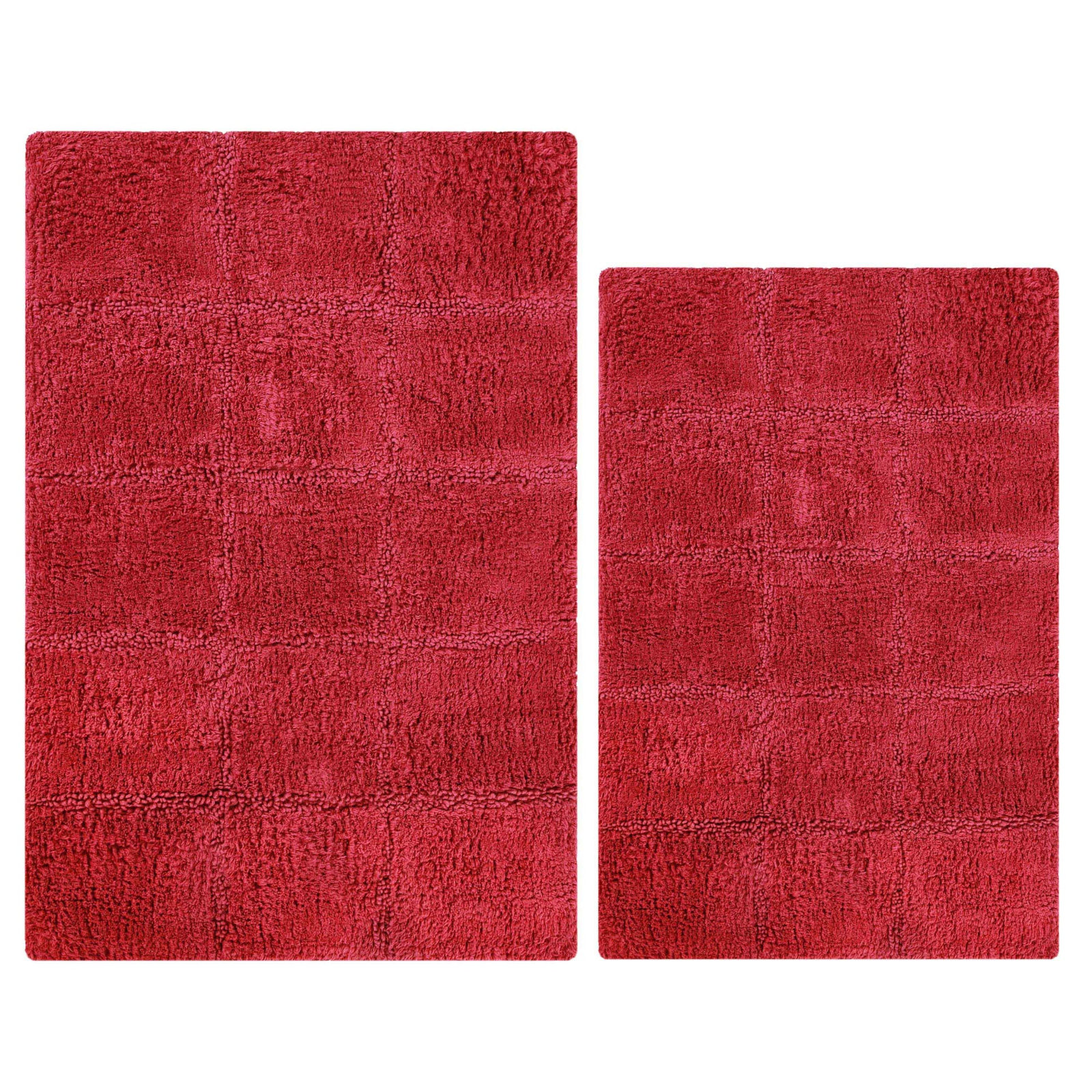 Checkered Cotton Bath Rug, Checkers Burgundy