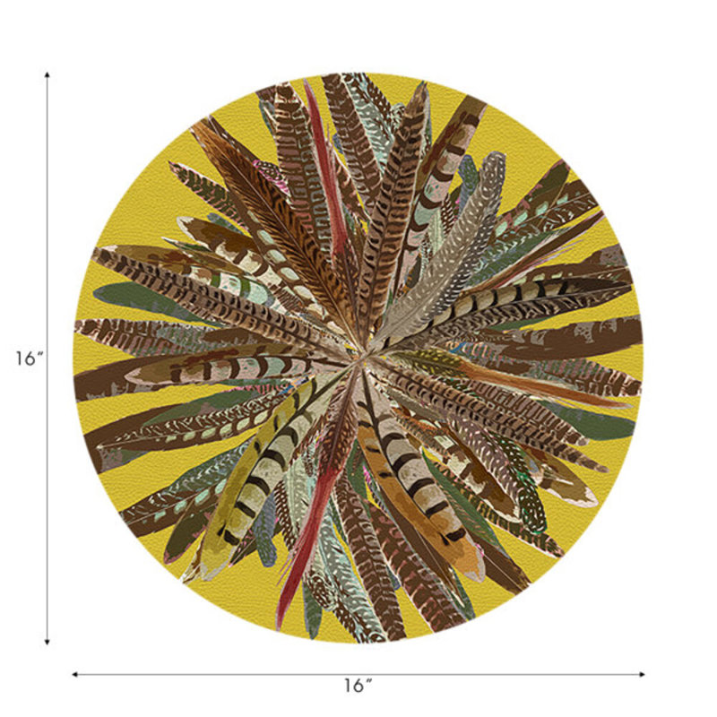 Napperon Pheasant Feathers, Jaune