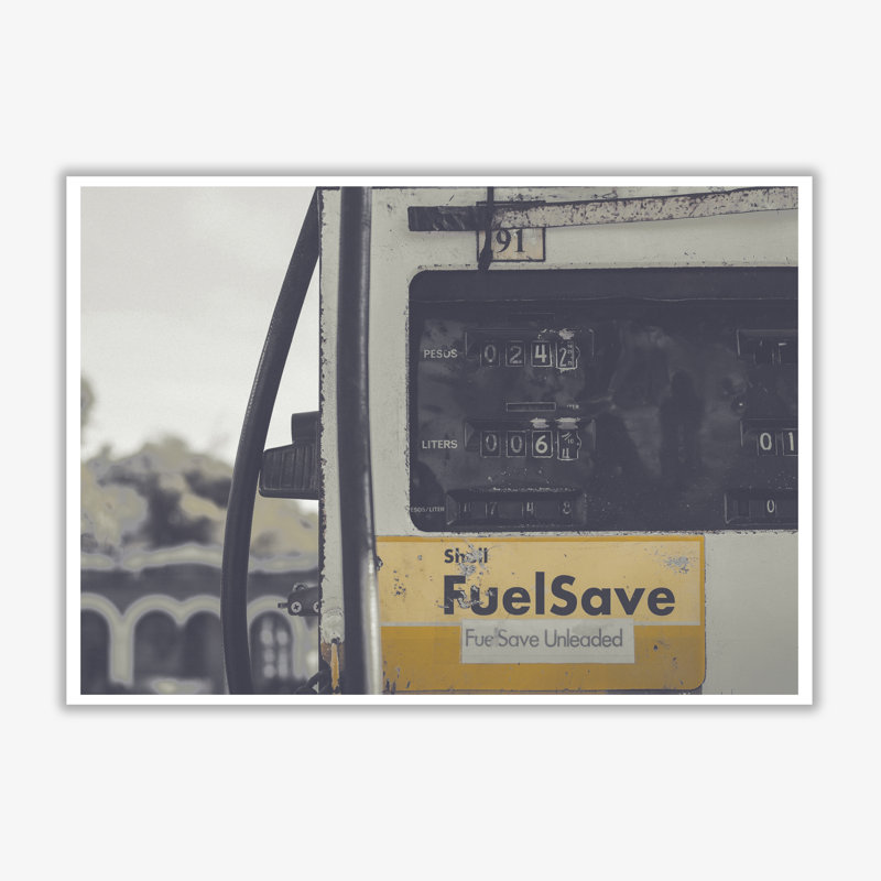 Yellow Fuel Save Gas Pump - Print, No Frame, 30 cm H x 21 cm W x 1 cm D