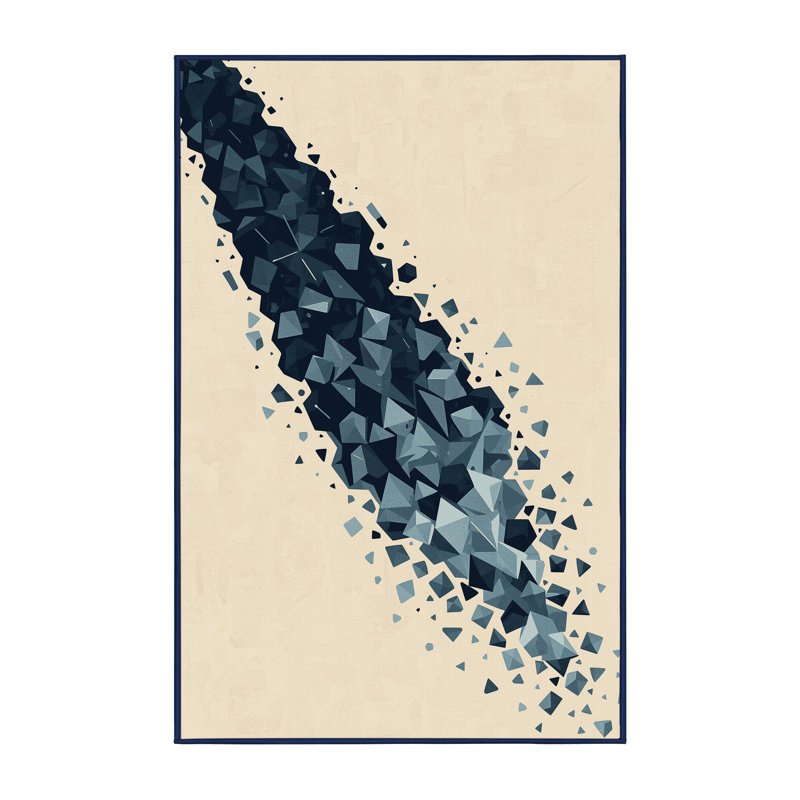 Tapis beige doux et moelleux à motif géométrique Comet Tail, 7 x 9