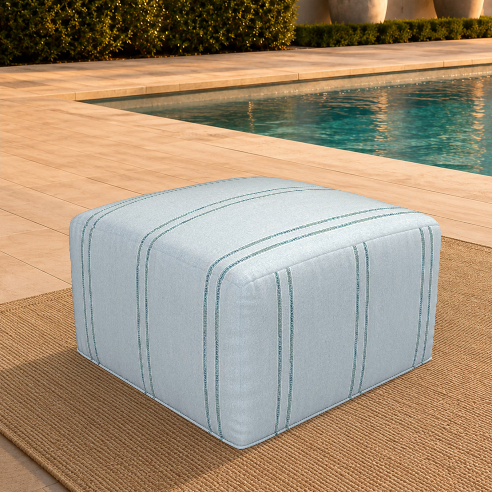 Eliana Sunbrella® Patio Ottoman, Wayward Sky