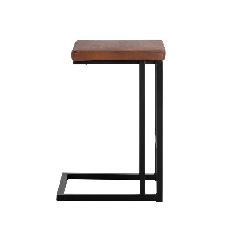 Boone Upholstered Stool with Metal Frame, Bar Stool (30" Seat Height), Tan Faux Leather