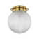 Gruste Brass Flushmount Ceiling Lamp With Pyramidical Patterned Glass Globe Shade