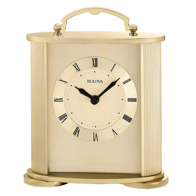 Arthur Roman Numeral Mirror Quartz Movement / Crystal Tabletop Clock in Gold