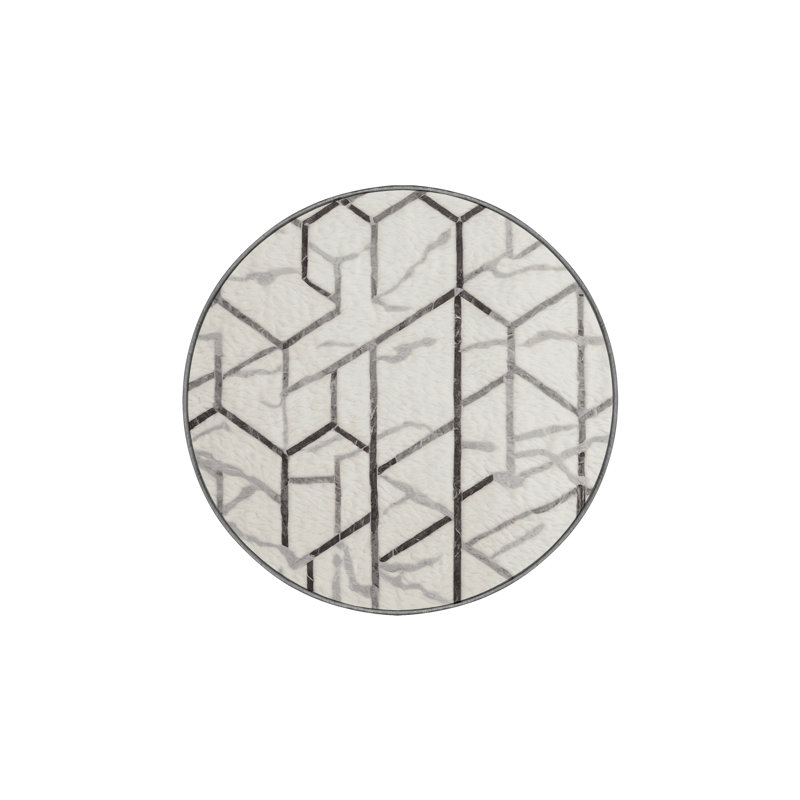 Machine Washable Gray Area Rug, Round 5'