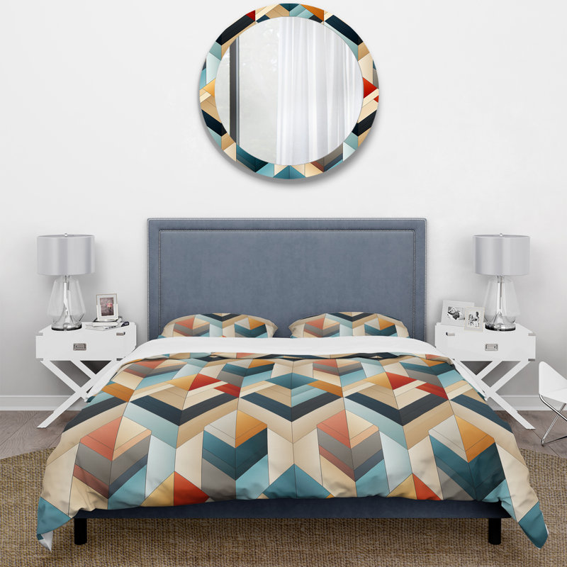 Ensemble de housse de couette à motif de chevrons Urban Geometric, Housse de couette pour très grand lit et 2 très