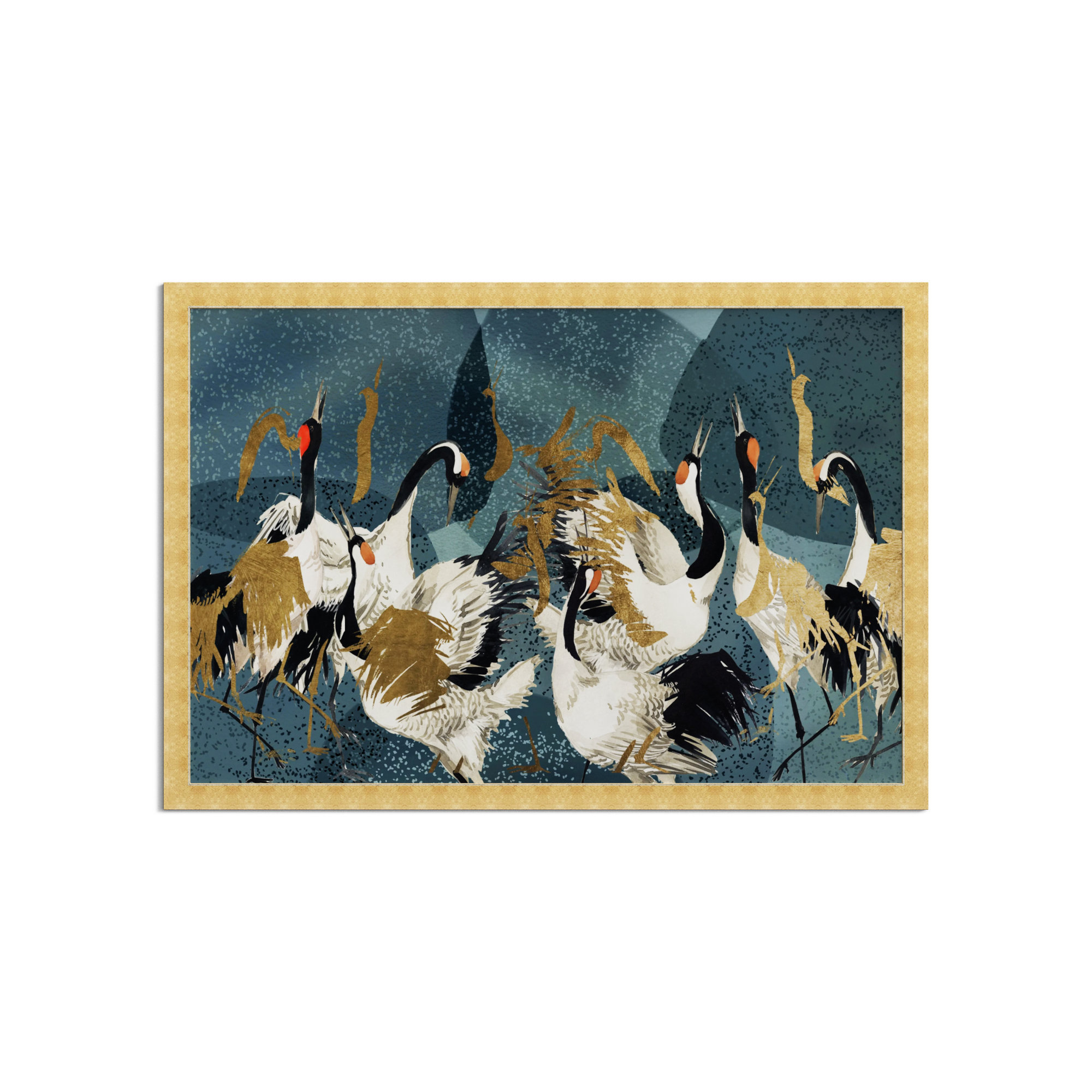 Crane Love by Oliver Gal, Gold Framed, 32" H x 47" W