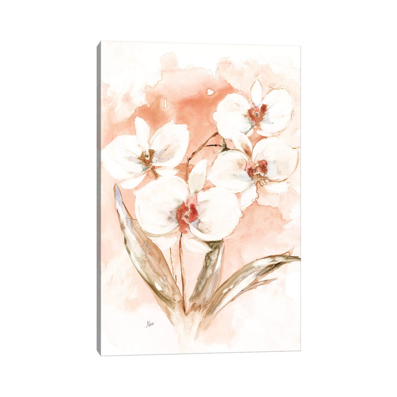 White And Coral Orchid I by Nan - Print on Canvas, Wrapped Canvas, 66.04 cm H x 45.72 cm W x 1.91 cm D