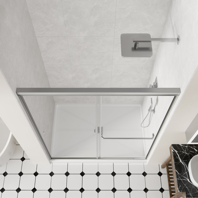50-54" W X 72" H Double Sliding Frame Shower Door With 1/4" (6Mm) SGCC Clear Tempered Glass, Chrome, Chrome