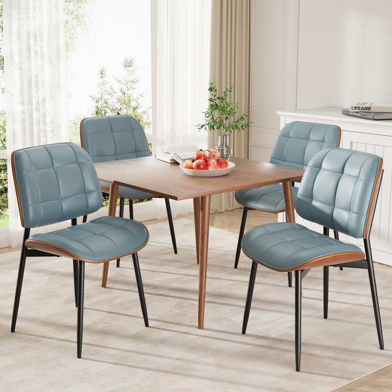 PU Leather Upholstered Dining Chairs With Stitched Detailing And Soft Padding - Perfect Side Chairs For Dining Rooms, Kitchens, And Living Rooms.
