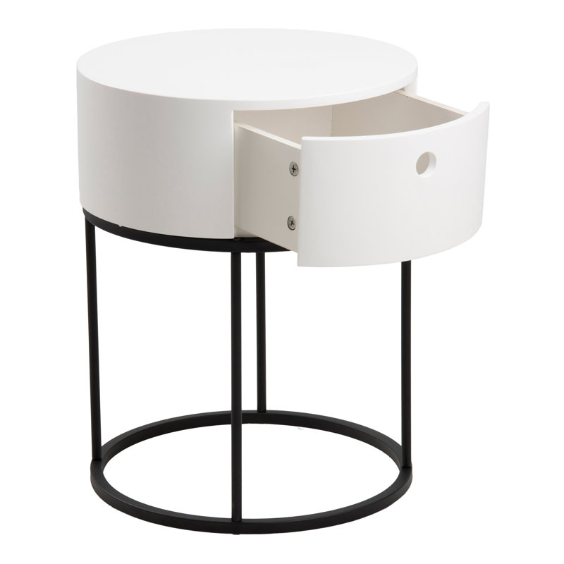 40cm W Manufactured Wood Bedside Table, White/Black