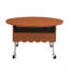 Table basse ronde à plateau relevable avec roues, structure en métal et éclairage multicolore de 27,6 po