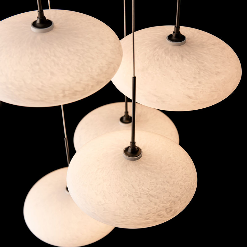 Clouds 5-Light Pendant - Modern Brass - Long Overall Height, 72", Dark Smoke