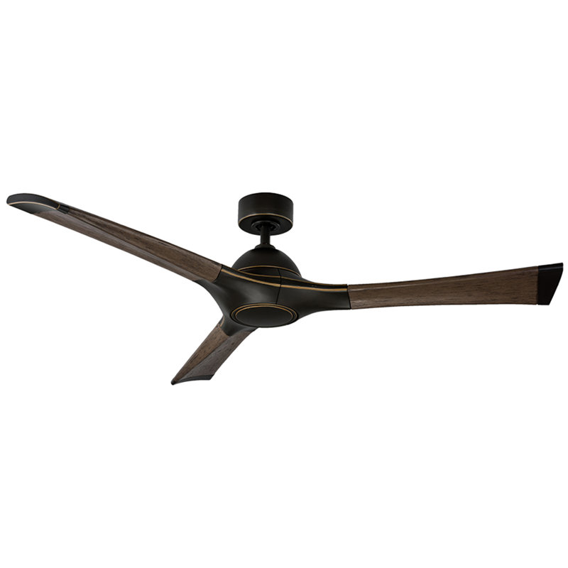 72" Woody 3 - Blade Outdoor Smart Propeller Ceiling Fan with Light Kit Included, 60", Oil Rubbed Bronze/Dark Walnut, 3000K