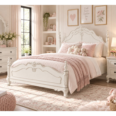 Losoya Reese Solid and Manufactured Wood Ornate Carved Bed