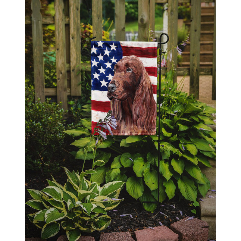 2 côtés en polyester de 2 côtés american drapeau de jardin, Lévrier irlandais drapeau É.-U.
