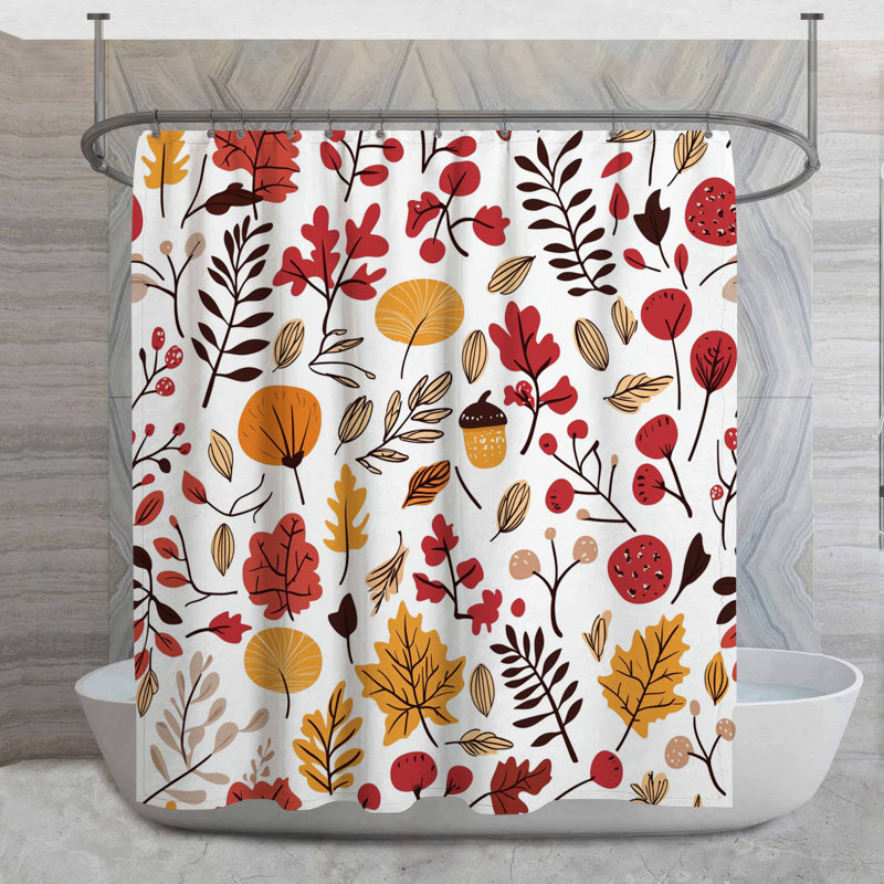 Rideau de douche Autumn Leaves - Décoration de salle de bain saisonnière rustique, H 93 po x l 70 po