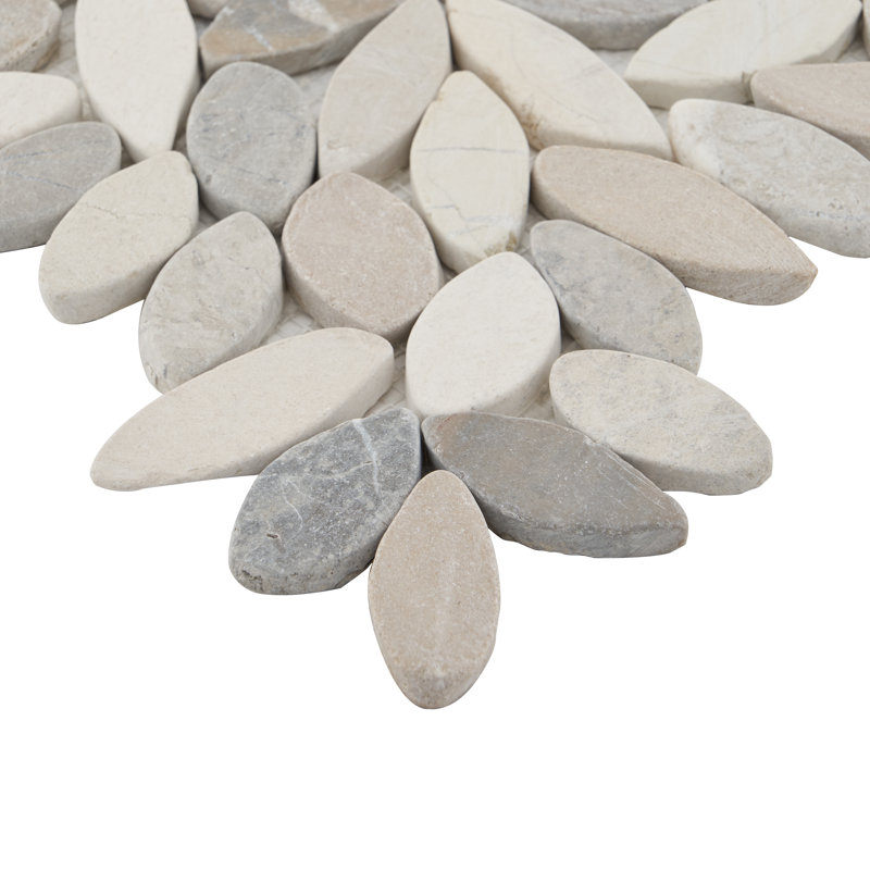 Picturesque Flower 11.81 in. x 11.81 in. Natural Stone Floor and Wall Mosaic Tile (0.97 Sq. Ft. / Each), Light Blend