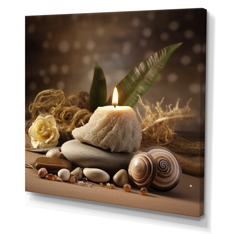 «Candle Flame Zen Stone Cairn Sculpture Balance», reproduction sur toile, H 30 po x l 30 po x P 1 po, Toile tendue