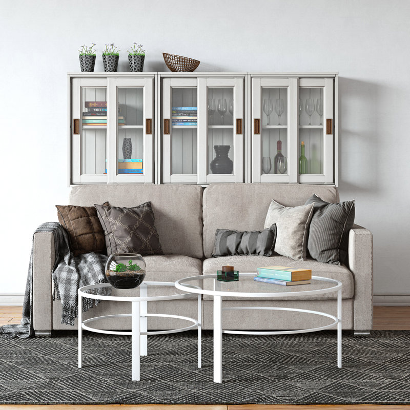 Gaia Glass Top Nesting Coffee Table, White