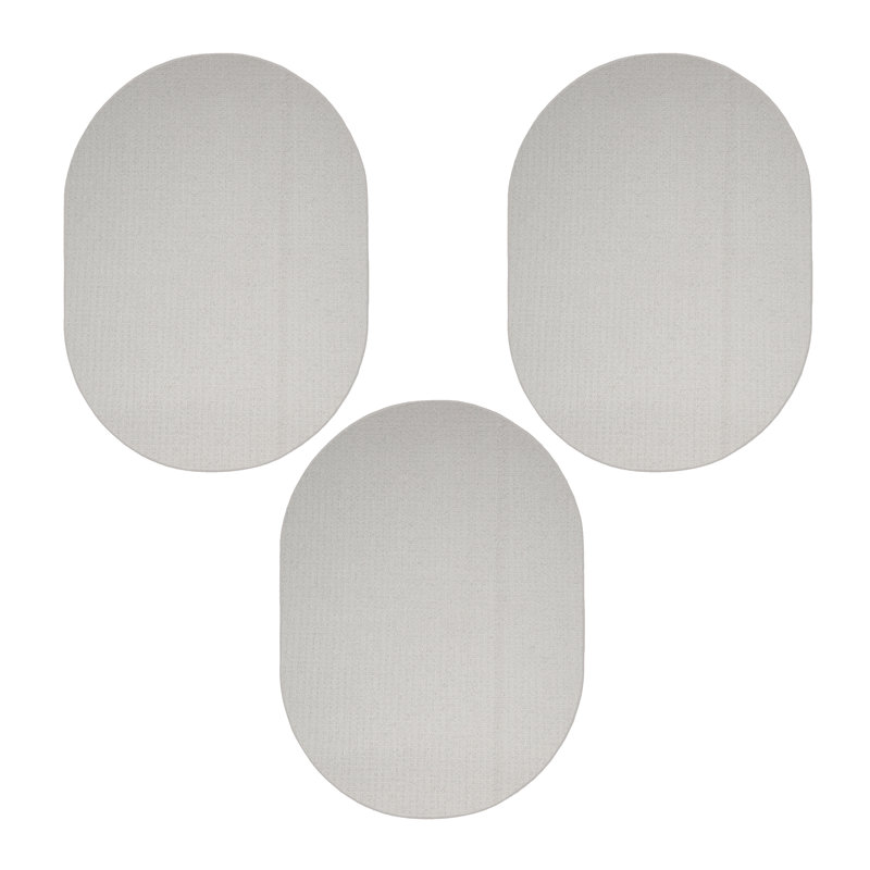 Ensemble de tapis touffetés de couleur unie en polyester beige Jeavon, Ovale 2 pi x 4 pi