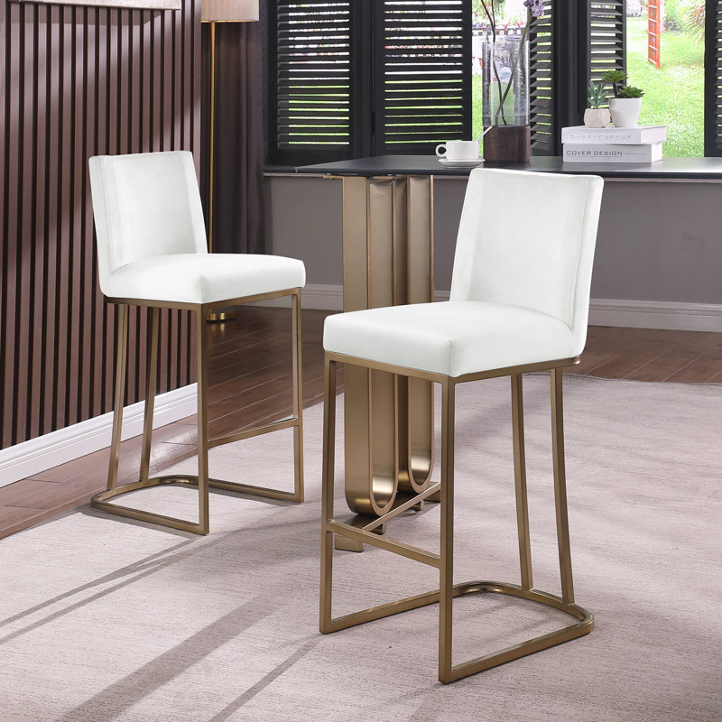 Counter Height 26" Bar Stools with Back, White