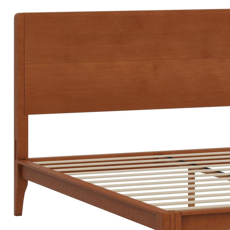 Lit plateforme, Bambou/métal, Lit double, Brun