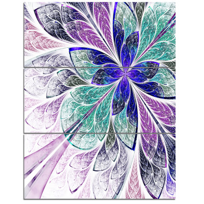 Art sur toile tendue, "bleu et mauve à motif floral" , ensemble de fleurs