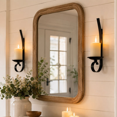 2-Piece Black Iron Wall Candle Holders, Hanging Candle Sconces with Matte Finish
