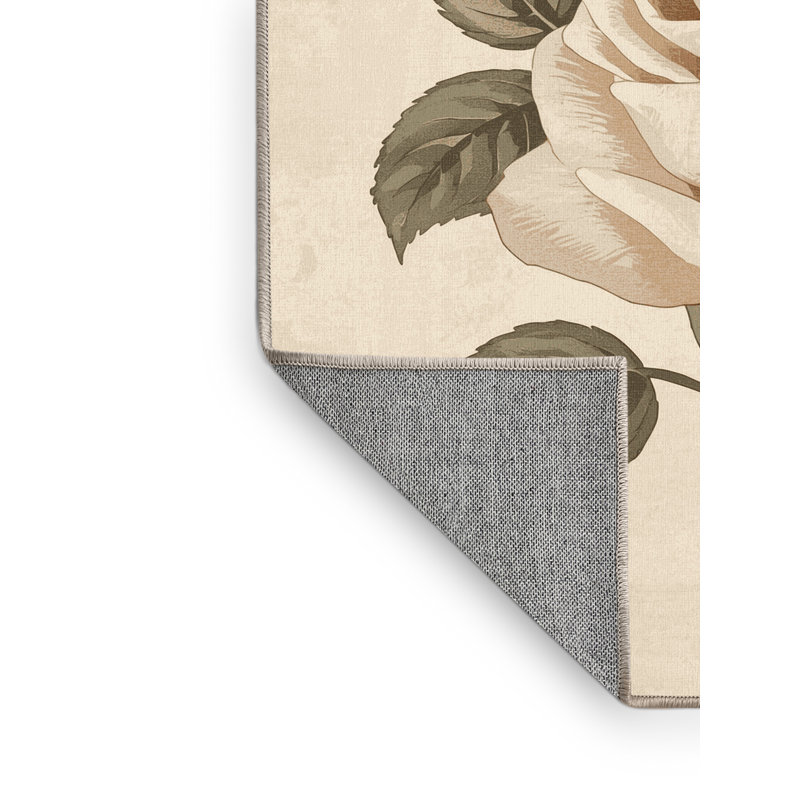 Tapis beige moderne et contemporain lavable à la machine Midtown Valentines - reliure beige, 4 x 2