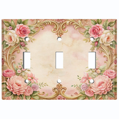 Couvercle de plaque d'interrupteur en métal; Bascule 3 bandes US standard - cadre rose rétro