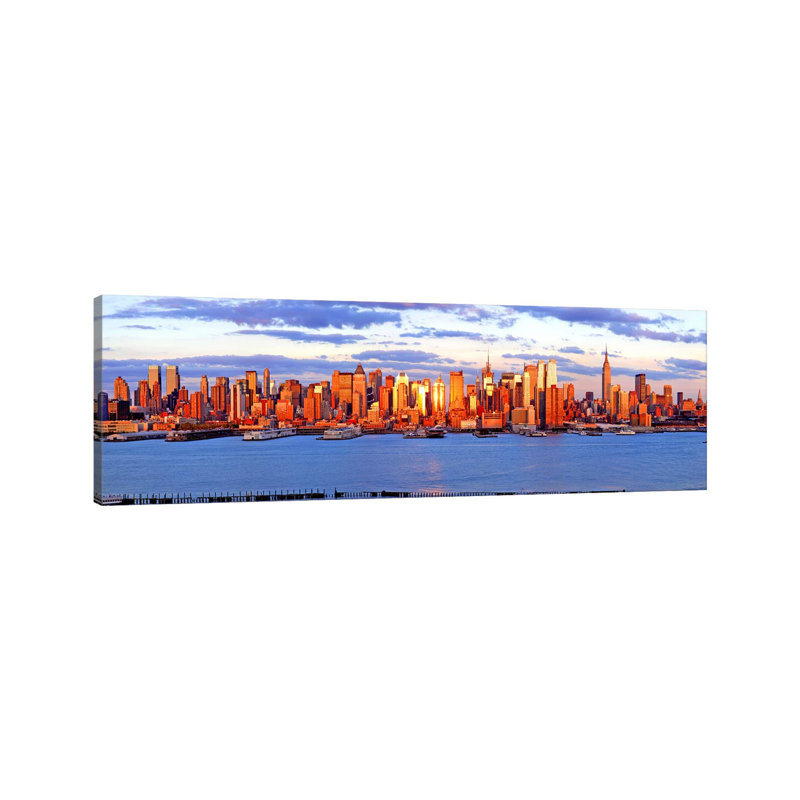 Skyscrapers In A City, Manhattan, New York City, New York State, USA - Wrapped Canvas Panoramic Print