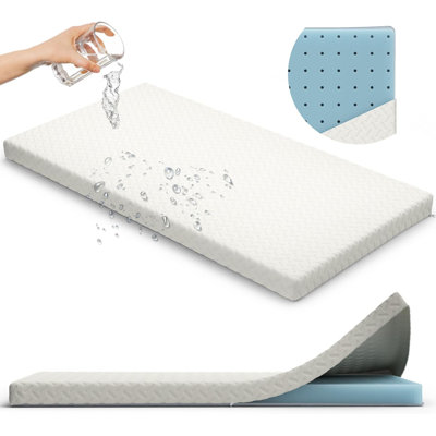 Crib Mattress Topper Organic Cotton Memory Foam 52"28"2" Breathable Waterproof Toddler Bed Mattress