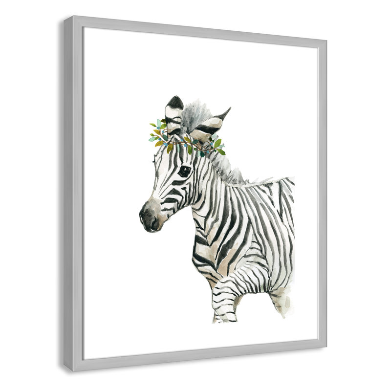 «Savannah Zebra», art encadré, H 25,5 po x l 21,5 po x P 1,18 po, Cadre argenté