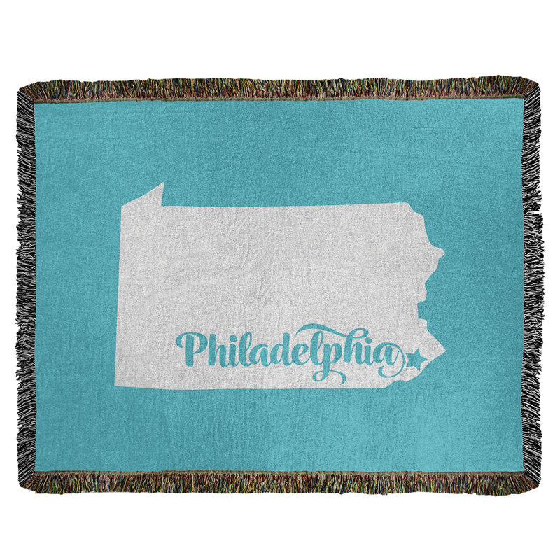 Jeté en coton tissé philadelphia pennsylvanie, l 37 po x L 52 po, Bleu sarcelle