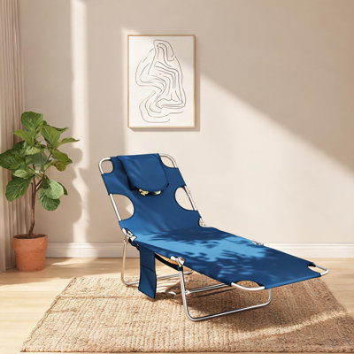 Méridienne inclinable pliable avec dossier à cinq positions et tissu Oxford respirant pour une détente en plein air