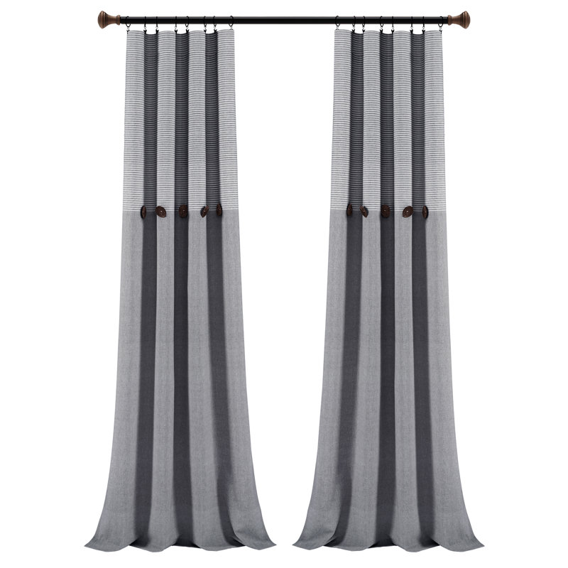 Andreca Cotton Semi Sheer Curtain Pair, Gray, 40" W x 84" L