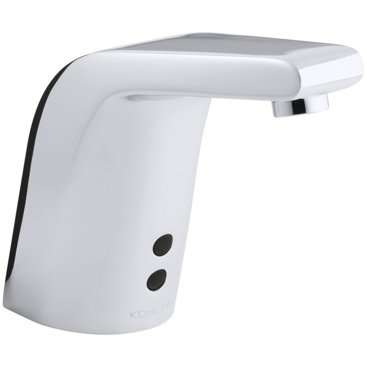 KOHLER Sculpted Cell-Powered Single Hole Touchless Bathroom Faucet with Mixer in Polished Chrome
