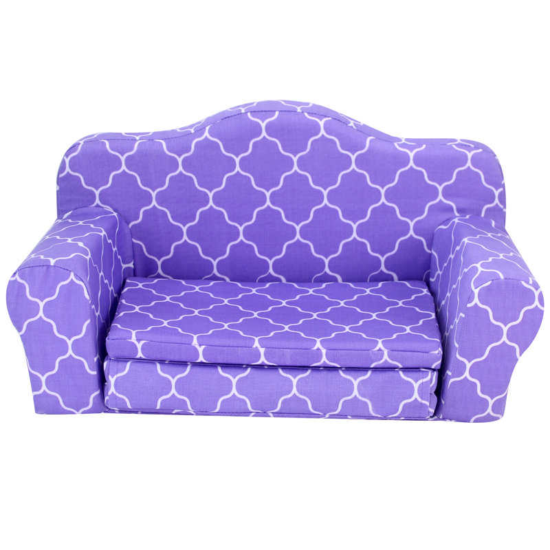 Sophia's Plush Purple and White Quatrefoil Print Pull-Out Sofa Bed for 18" Dolls