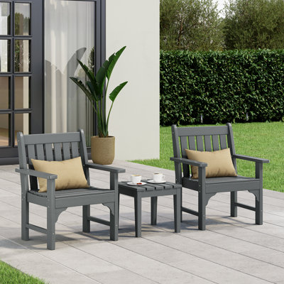 Laguna Poly 3-Piece Garden Arm Chair With Side Table