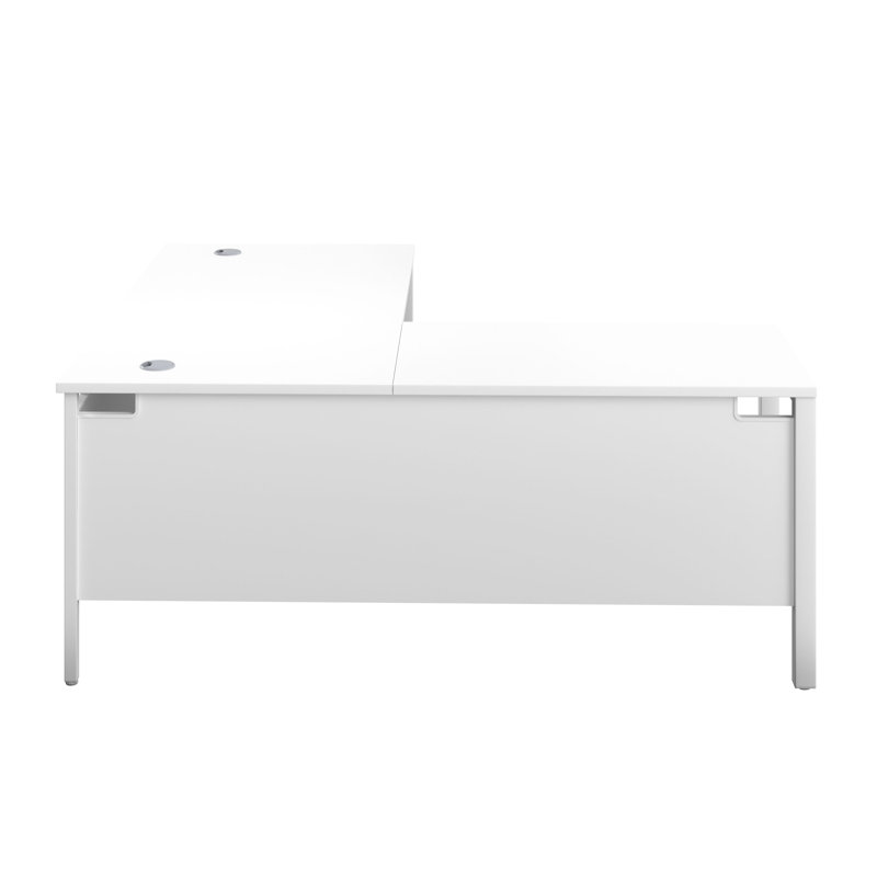 Buariki L-Shaped Metal Base Executive Desk, White/White, Left Hand Return, 73cm H x 160cm W x 180cm D