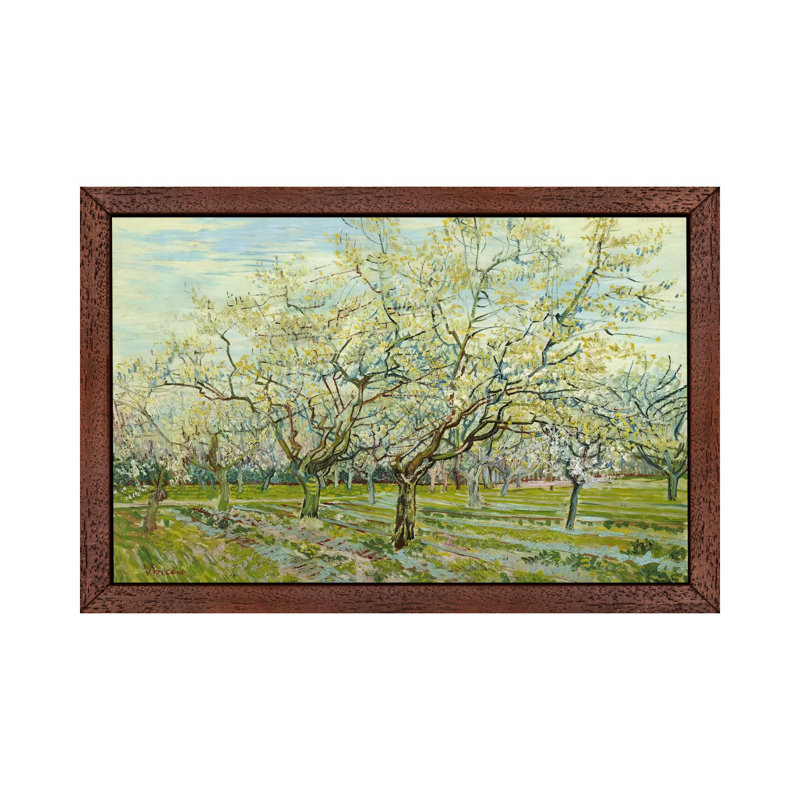 The White Orchard by Vincent Van Gogh - 1 Piece Painting on Canvas, 66.04 cm H x 45.72 cm W, Brown Framed