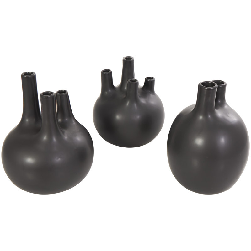 Ensemble de vases de table en céramique faits à la main Horsham, Noir, H 7,2 po x l 6,15 po x P 6,2 po