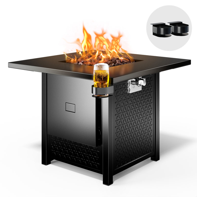 Fire Pits Outdoor Gas Fire Pit, 50,000 BTU Steel Fire Table, 24.8" H x 32" W x 32" D